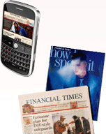 Image of a Blackberry, a magazine and an FT